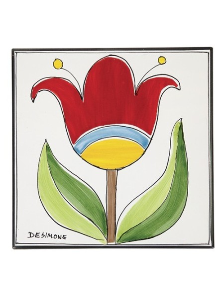 Ceramic Wall Tile Folk tulip de simone pottery PI297FK-06F