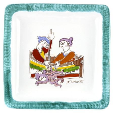 Square Plate Folk PQFK-18 Fishermen