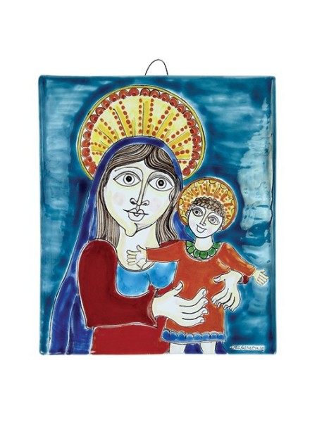 Madonna and Child ceramic Bedside de simone sicilian pottery MD477-2