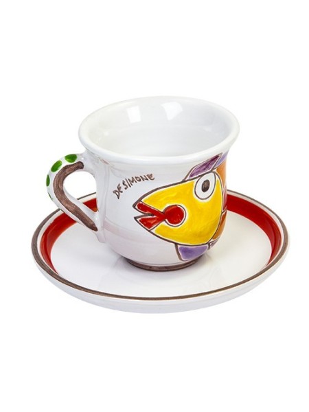 Tazza da tè con piattino Pesce Folk TZ72FK