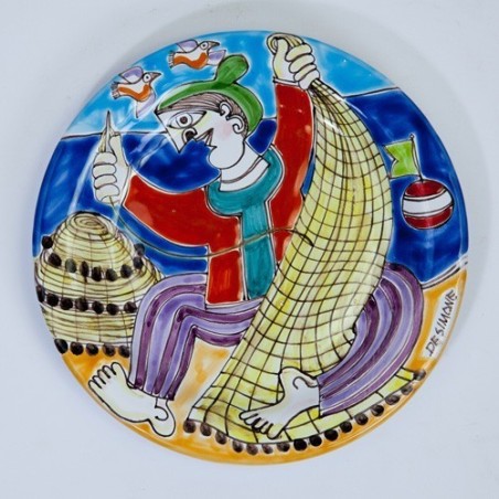 Circular Plate DS Fisherman De Simone Pottery 18 cm PT18DS-33