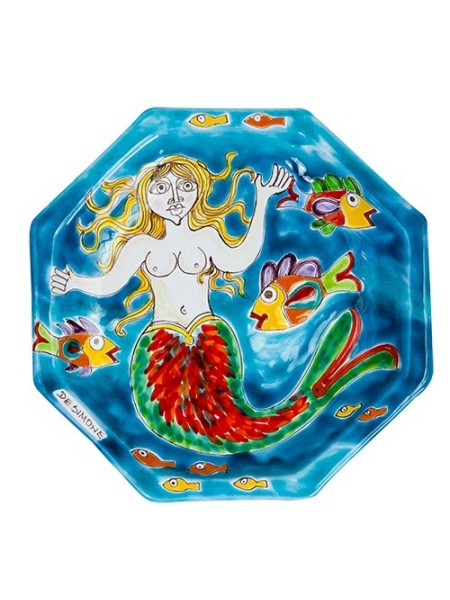 Octagonal Plate Folk DS POT25DS-02 de simone pottery Siren