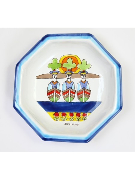 Octagonal Plate Folk POTFK-3 de simone pottery sailors