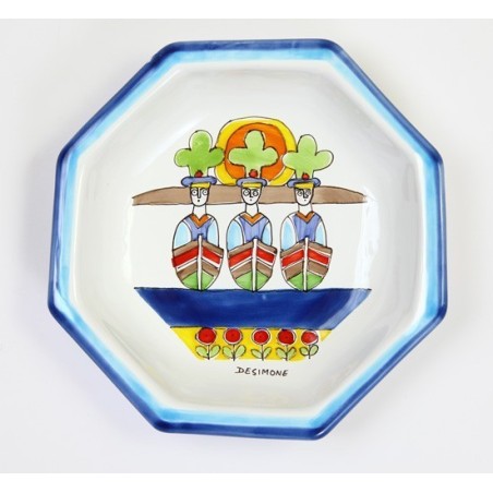 Octagonal Plate Folk POTFK-3 de simone pottery sailors
