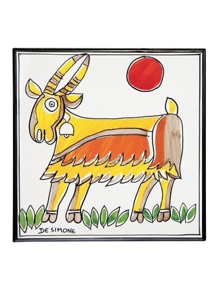 Ceramic Wall Tile Folk Goat De Simone Pottery PI297FK-03A