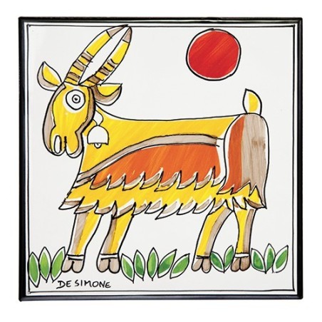 Ceramic Wall Tile Folk Goat De Simone Pottery PI297FK-03A