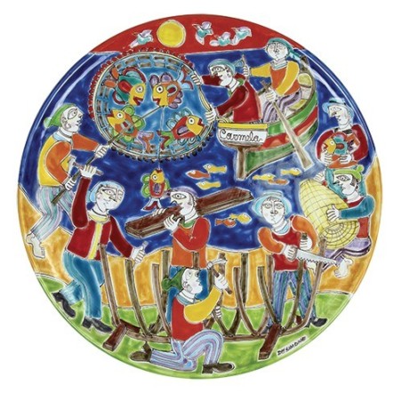 Sicilian ceramic circular Plate de simone pottery DS La Pesca PT45DS