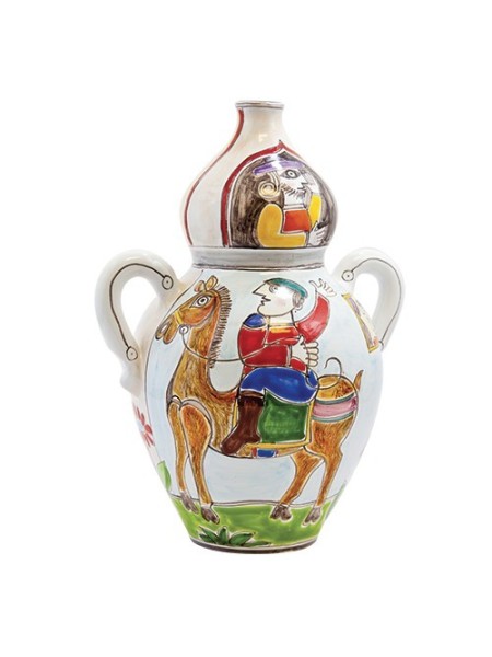 handmade sicilian ceramic Vase DS de simone pottery VS516DDS