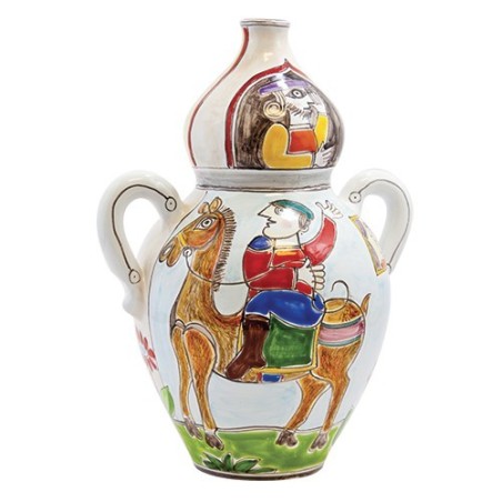 handmade sicilian ceramic Vase DS de simone pottery VS516DDS