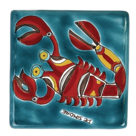 Ceramic wall tile zodiac sign scorpio de simone pottery