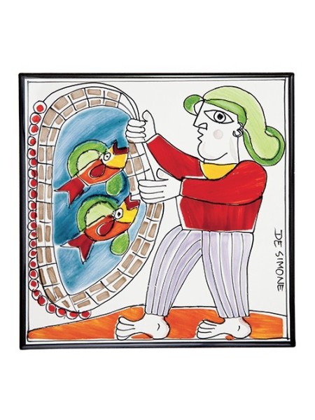 Piastrella Folk Pescatore Ceramiche De Simone PI297FK-09G