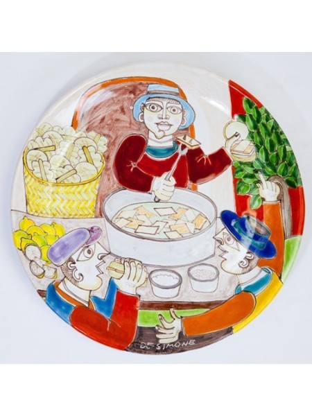 De Simone pottery ceramic Circular Plate Bread and panelle DS 30 cm PT30DS-2