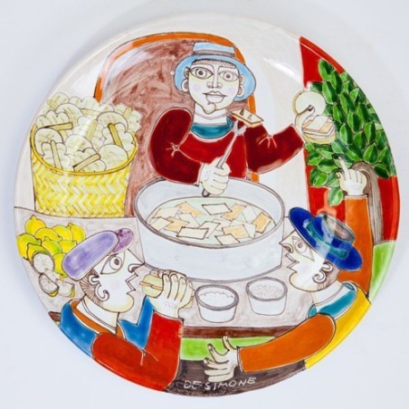 De Simone pottery ceramic Circular Plate Bread and panelle DS 30 cm PT30DS-2