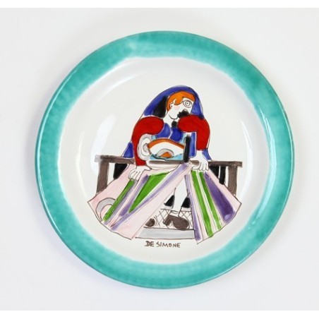 Piatto Tondo fatto a mano ceramiche de simone Folk PTFK-13