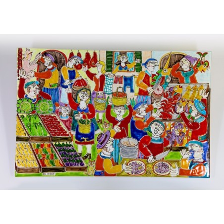 Pannello pietra lavica siciliana ceramiche de simone Il Mercato PI416PL-3