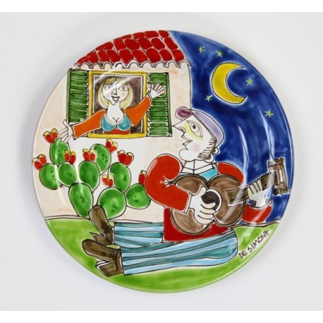 sicilian ceramic handmade Circular Plate serenade de simone pottery DS 18 cm PT18DS-11