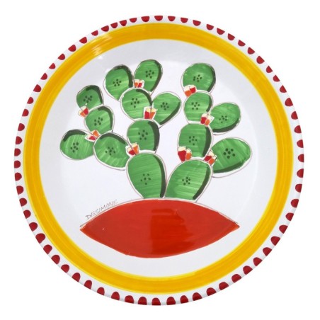 Sicilian Handmade Ceramic Serving Dish Prickly Pear PT35FC De Simone Italian Pottery