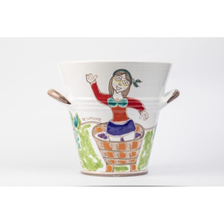 Sicilian ceramic Ice Bucket Folk SPG5FKE de simone pottery