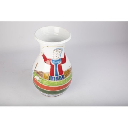 Handmade sicilian ceramic umbrella stand vase Folk VS592GKFE