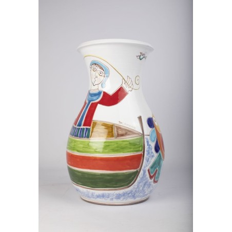 Ceramic umbrella stand vase Folk VS592GKFE de simone pottery