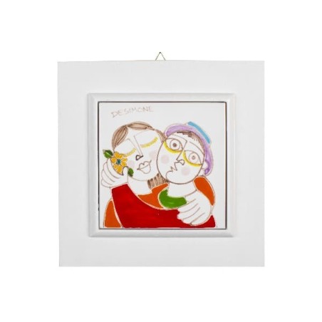 Ceramic framed tile lovers de simone pottery PI297CL white