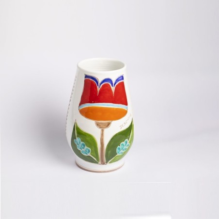 Round Vase Folk tulip Flowers VS558FK de simone pottery