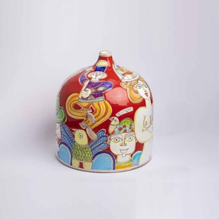 Handmade decorative ceramic Vase DS VS647LT de simone sicilian pottery