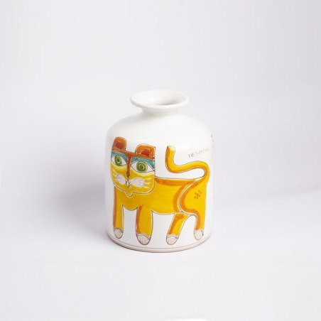 Round Vase Folk Cat VS583FK-2 de simone pottery