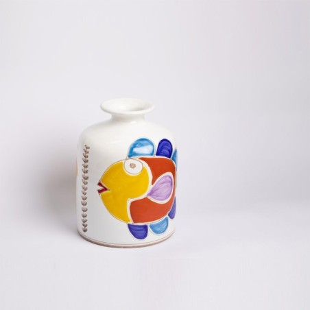 Vaso Tondo pesce ceramiche de simone Folk VS583FK-3