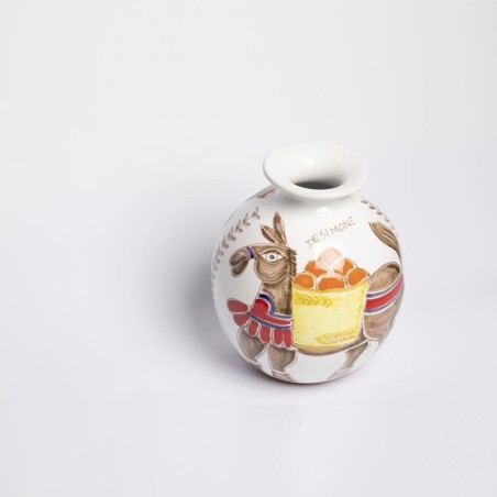 Round Cachepot Folk VS507FK-AS de simone pottery donkey