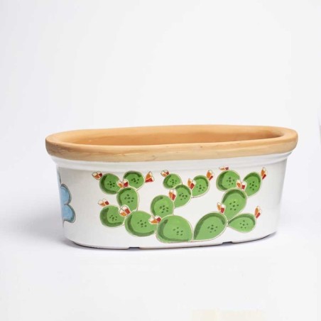 Fioriera ovale ceramica de simone fichi d'india Folk VSPO819FK-FC