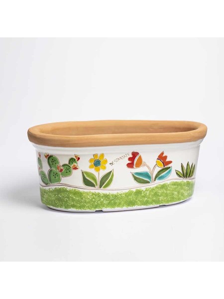 Ceramic planter de simone pottery Folk VSPO819FK-FC