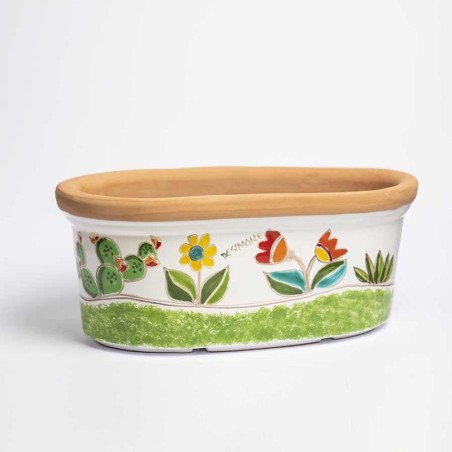 Ceramic planter de simone pottery Folk VSPO819FK-FC