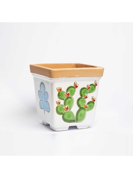 Vaso Porta Pianta fico d'india ceramiche de simone Folk VSPQFC