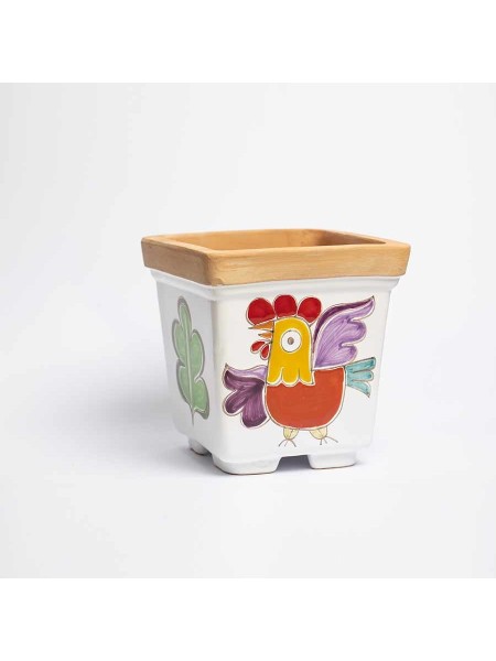 Ceramic flower Vase Folk VSPQAS rooster de simone pottery