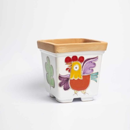 Vaso Porta Pianta Folk gallo VSPQGL