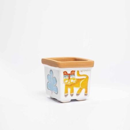 Vaso Porta Pianta Folk gatto ceramiche de simone VSPQGT