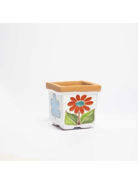 Vaso Porta Pianta Folk fiore ceramiche de simone VSPQMG