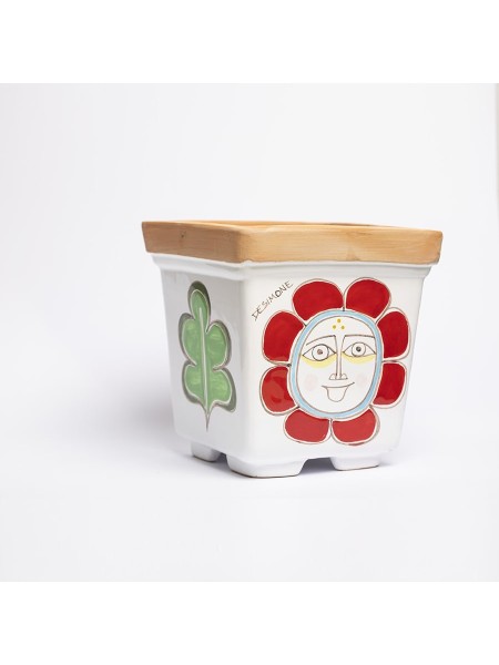 Sicilian Ceramic Vase de simone pottery Sun Folk VSPQSOL