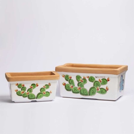 Sicilian ceramic planter Folk de simone pottery Pricly Pear VSPRFC