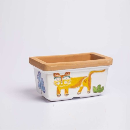 Handmade sicilian Planter Folk Cat VSPRGT De Simone Pottery