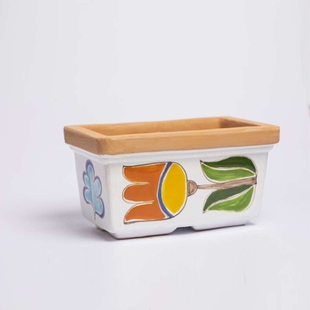 Sicilian Ceramic planter Tulip Folk VSPRTU de simone pottery