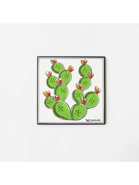 sicilian ceramic Wall Tile Pricly Pear desimone pottery Folk PI297FC