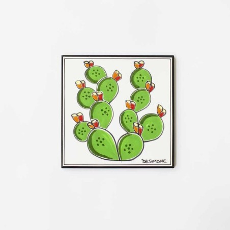 sicilian ceramic Wall Tile Pricly Pear desimone pottery Folk PI297FC