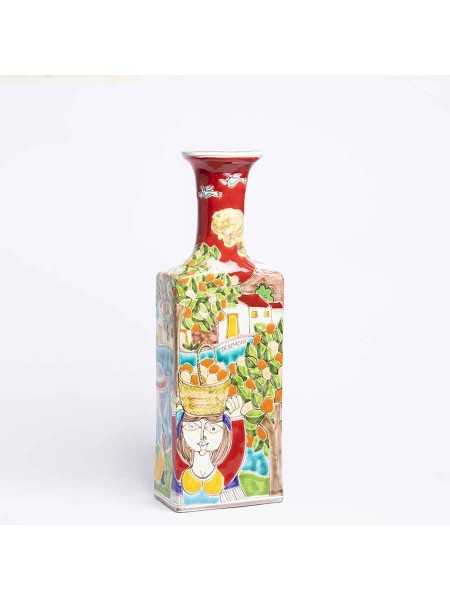 Sicilian ceramic Decorative Bottle DS de simone pottery BT509A