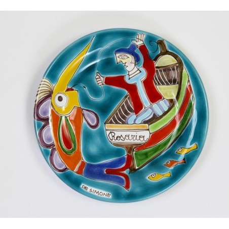 Circular Plate DS de simone pottery fisherman 18 cm PT18DS-03