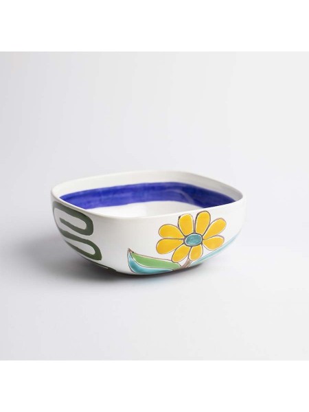 Salad Bowl Folk Flowers CTQ22FC de simone pottery