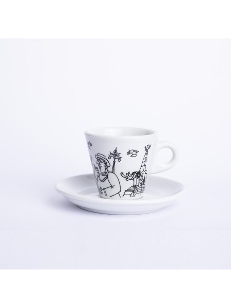 Sicilian Porcelain Coffee Cup with Saucer Catania TZZ40CT