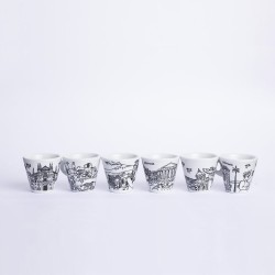 Coffee Cups with Saucer Set de simone pottery