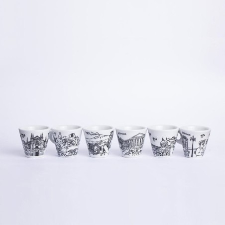 Set Tazzine caffè con Piattino ceramiche de simone bianco nero